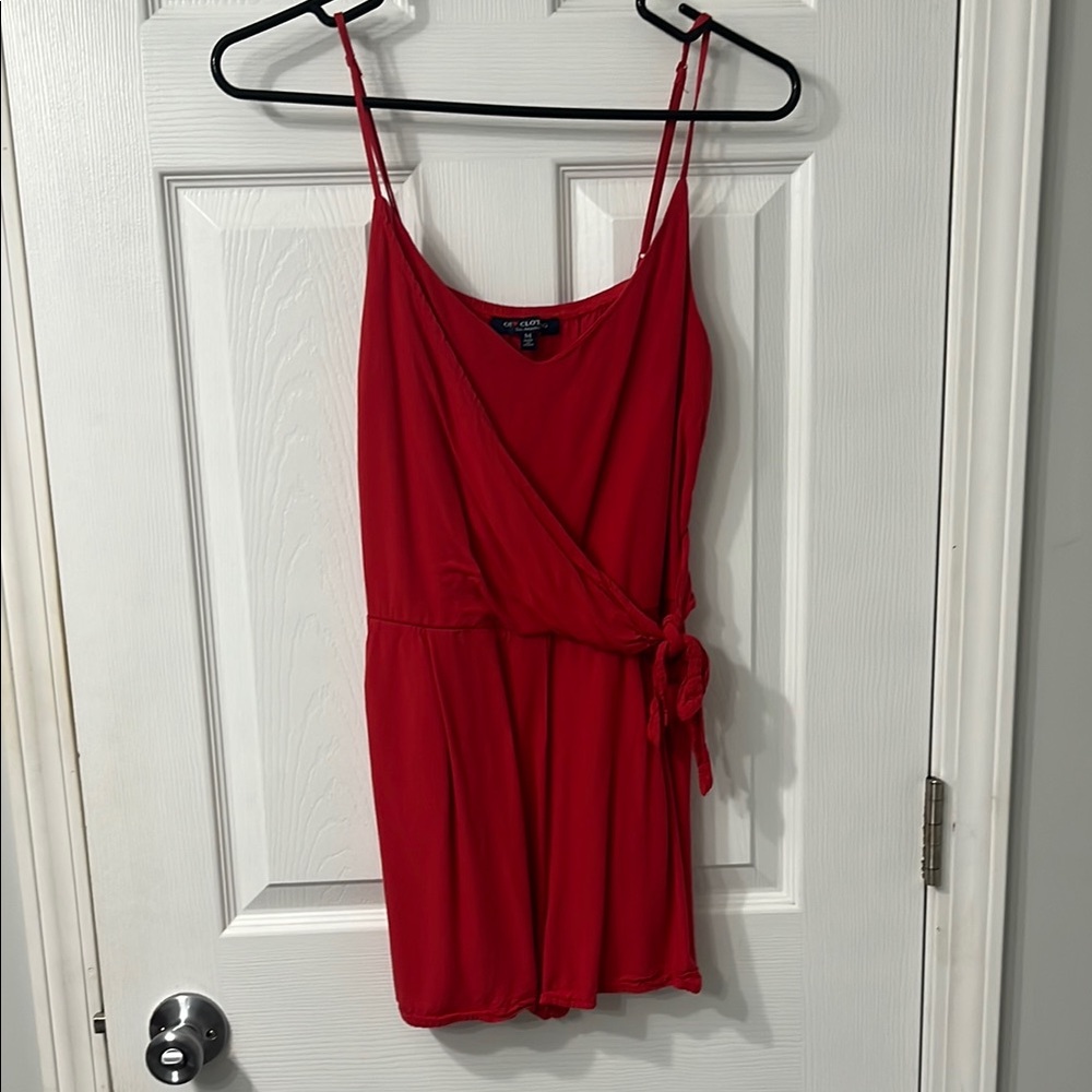 One Love Clothing Red Sleeveless Wrap Romper